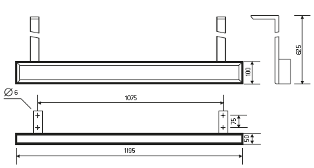 картинка Комплект кронштейнов 600 мм для крепления светильника для школьных досок V-09-01-001 (с набором крепежей) (арт.502) от Аутдор Диджитал